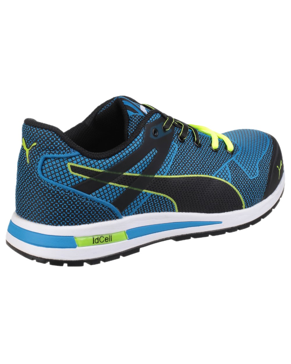 Blue Coloured Puma Safety Mens Blaze Knit Low Safety Shoes S1P on white background 