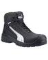 Black Coloured Puma Safety Mens Cascades Mid Safety Shoes S3 on white background 