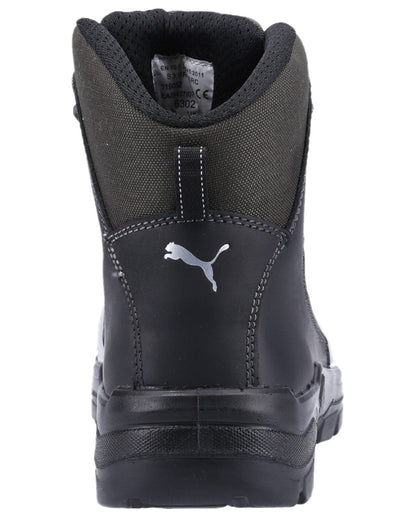 Black Coloured Puma Safety Mens Cascades Mid Safety Shoes S3 on white background 