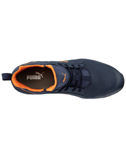 Blue Orange Coloured Puma Safety Mens Chase Low Safety Shoes S1PS on white background 