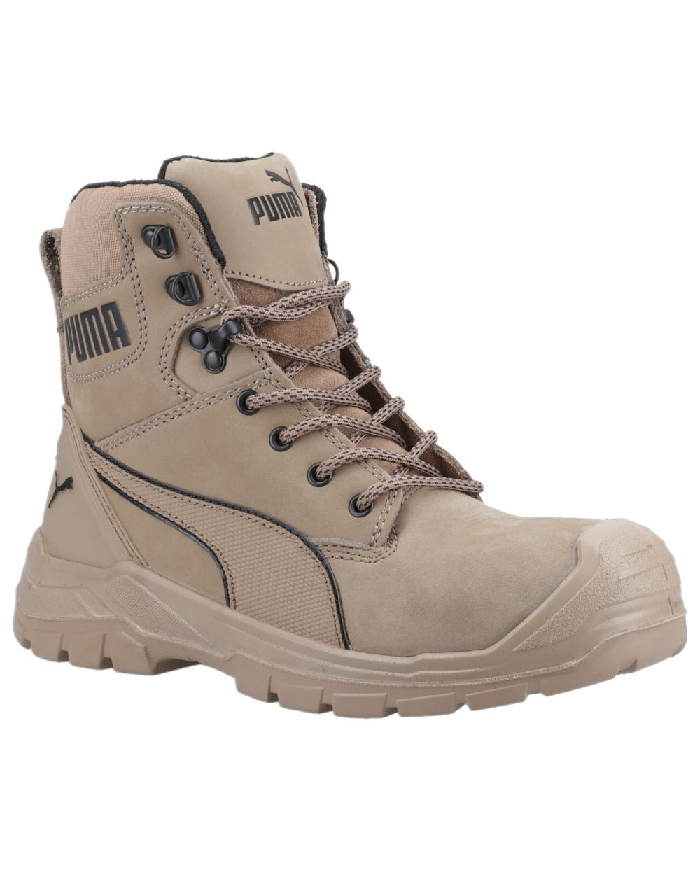 Stone Coloured Puma Safety Mens Conquest High Safety Shoes S3 on white background 