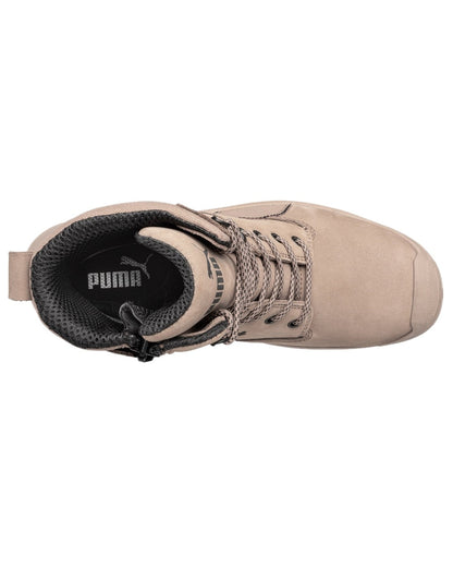 Stone Coloured Puma Safety Mens Conquest High Safety Shoes S3 on white background 
