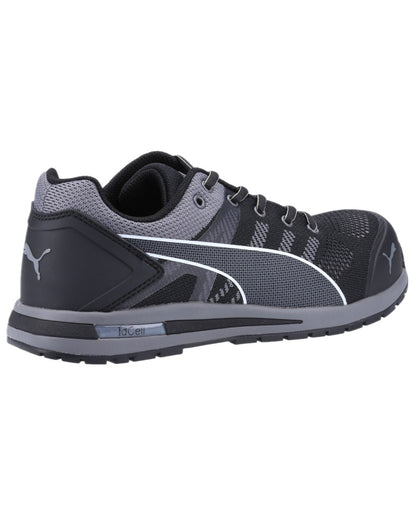 Black Coloured Puma Safety Mens Elevate Knit Low Safety Shoes S1P ESD on white background 