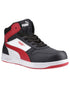 Black Red Coloured Puma Safety Mens Frontcourt Safety Shoes on white background 