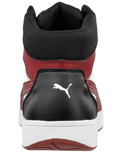 Black Red Coloured Puma Safety Mens Frontcourt Safety Shoes on white background 