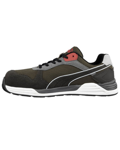 Ivy White Red Coloured Puma Safety Mens Frontside Low Safety Shoes S1P ESD on white background 
