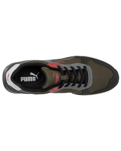 Ivy White Red Coloured Puma Safety Mens Frontside Low Safety Shoes S1P ESD on white background 