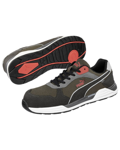 Ivy White Red Coloured Puma Safety Mens Frontside Low Safety Shoes S1P ESD on white background 
