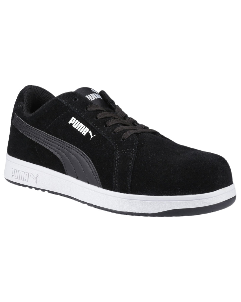 Black Coloured Puma Safety Mens Iconic Low Safety Shoes on white background 