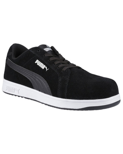 Black Coloured Puma Safety Mens Iconic Low Safety Shoes on white background 