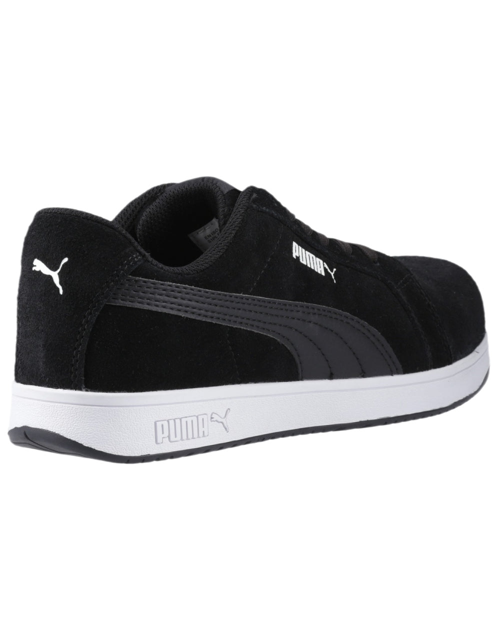 Black Coloured Puma Safety Mens Iconic Low Safety Shoes on white background 