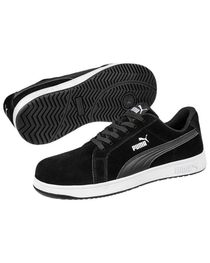 Black Coloured Puma Safety Mens Iconic Low Safety Shoes on white background 