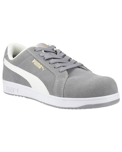 Grey Coloured Puma Safety Mens Iconic Low Safety Shoes on white background 