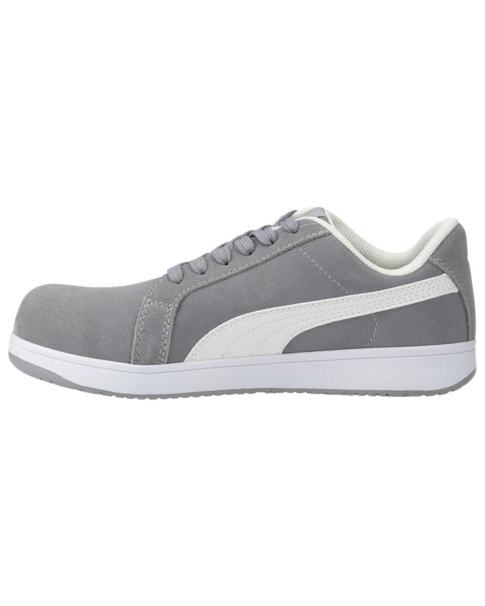 Grey Coloured Puma Safety Mens Iconic Low Safety Shoes on white background 
