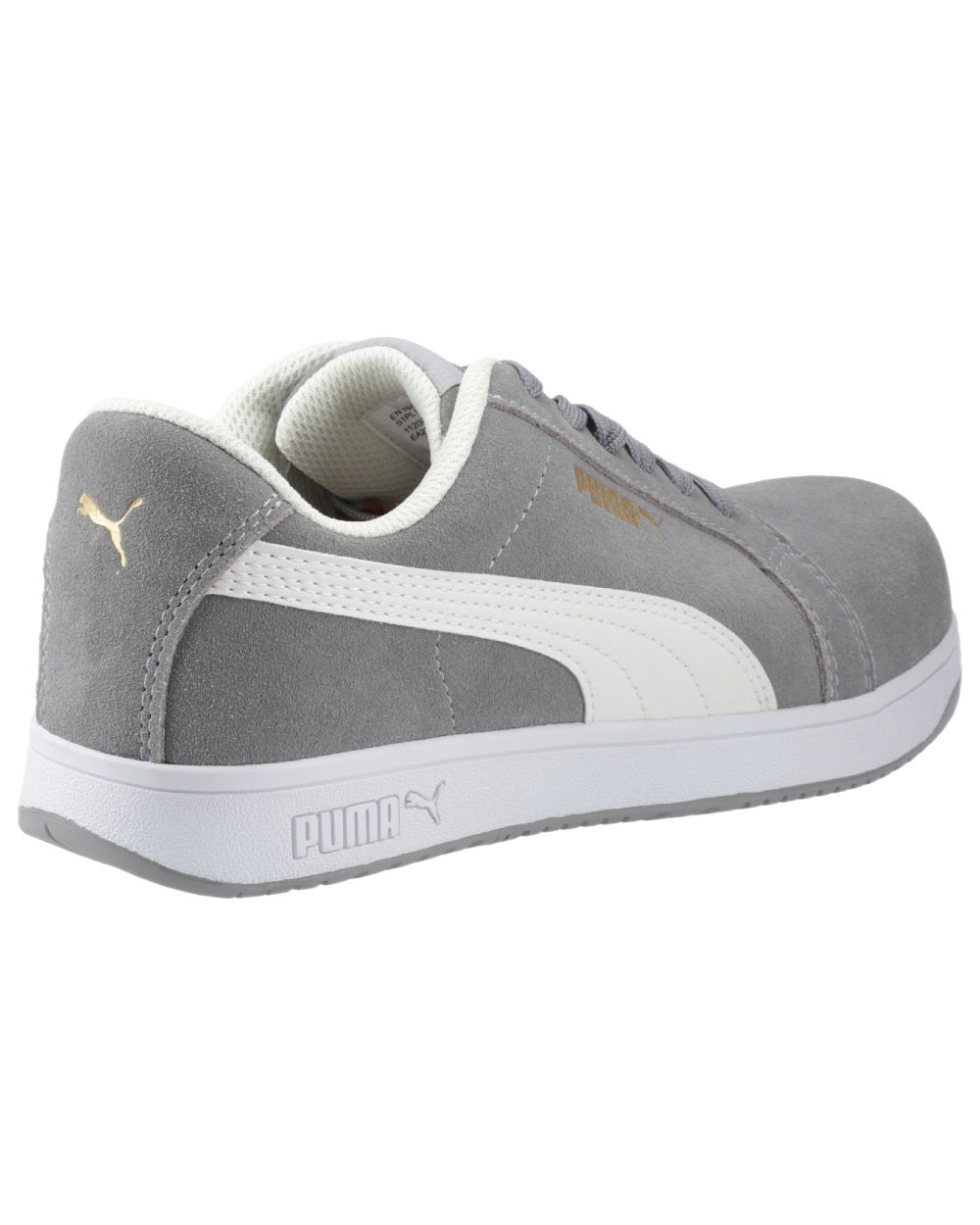 Grey Coloured Puma Safety Mens Iconic Low Safety Shoes on white background 