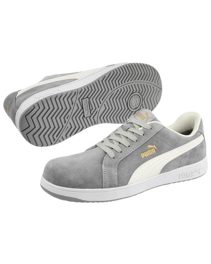 Grey Coloured Puma Safety Mens Iconic Low Safety Shoes on white background 