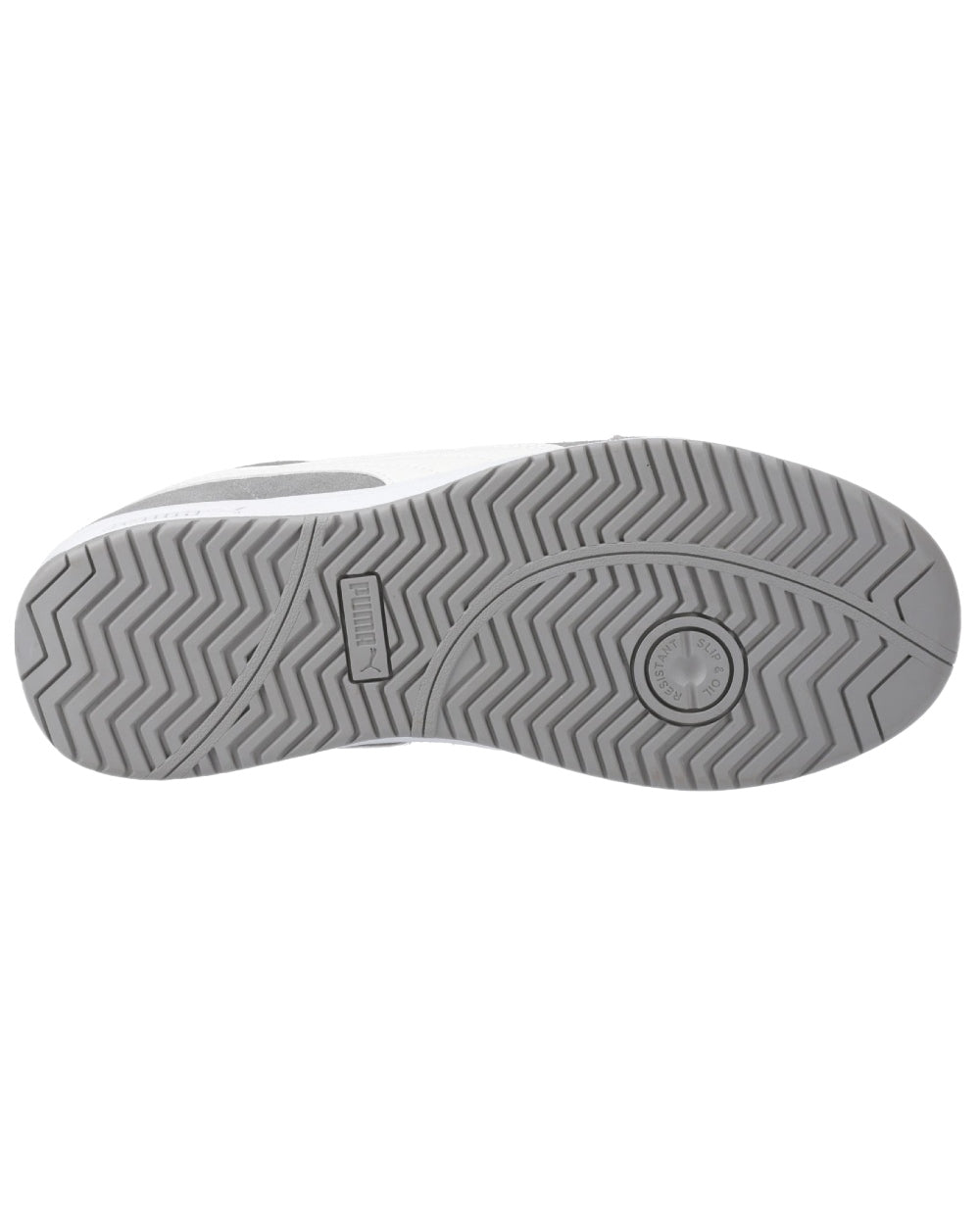 Grey Coloured Puma Safety Mens Iconic Low Safety Shoes on white background 