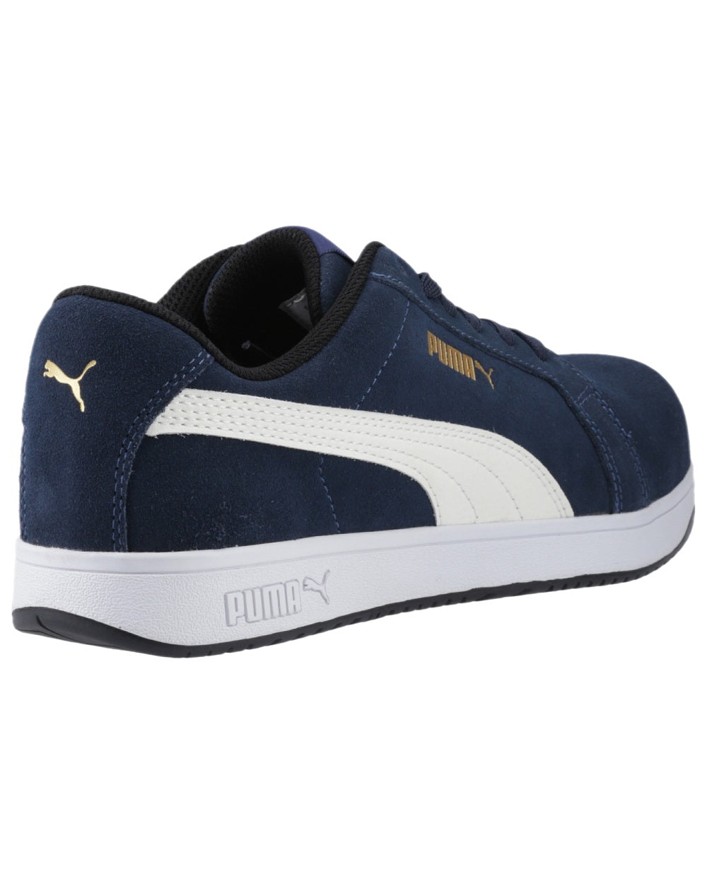 Navy Coloured Puma Safety Mens Iconic Low Safety Shoes on white background 