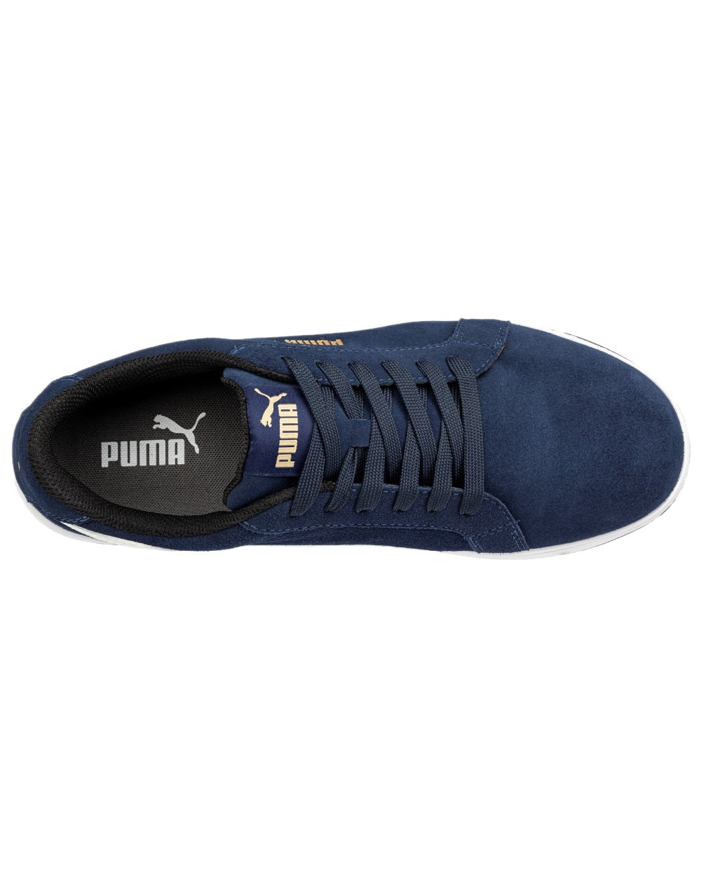 Navy Coloured Puma Safety Mens Iconic Low Safety Shoes on white background 