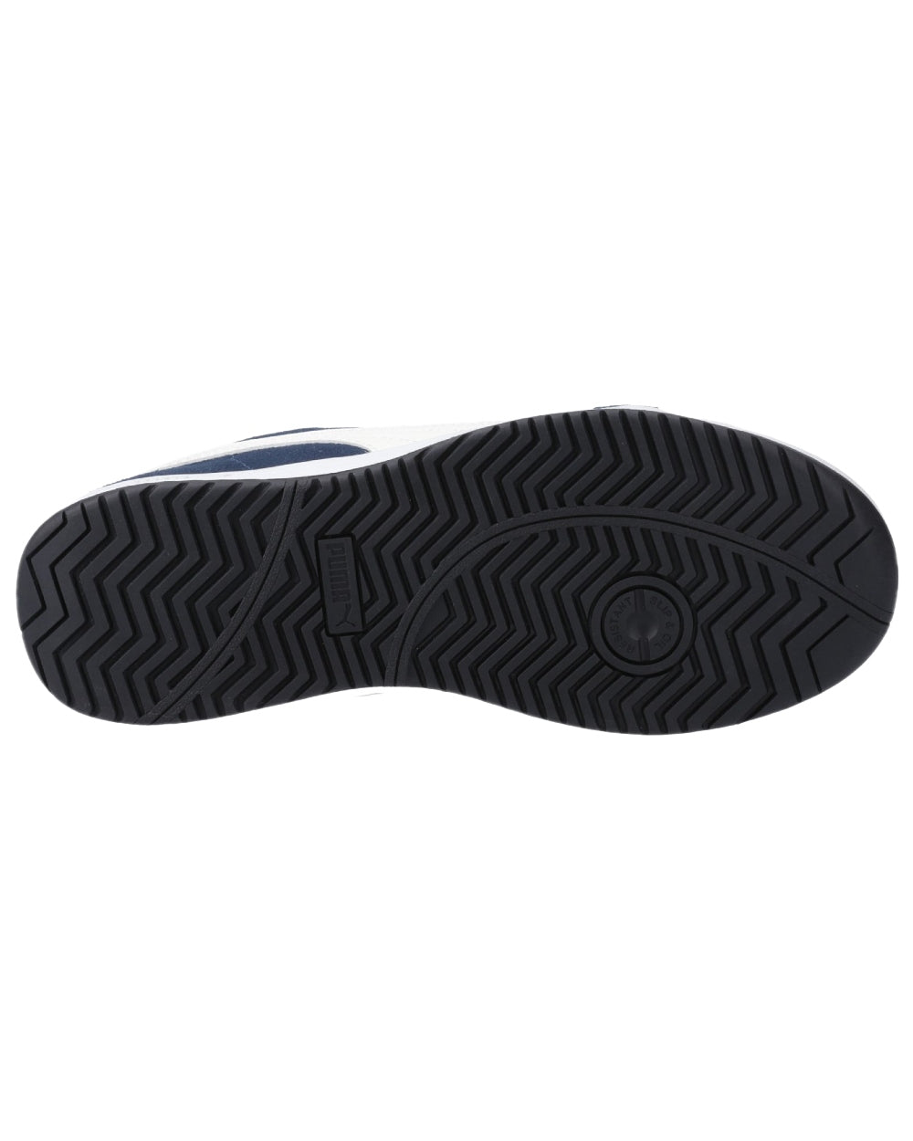 Navy Coloured Puma Safety Mens Iconic Low Safety Shoes on white background 