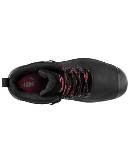 Black Red Coloured Puma Safety Mens Iron Heavy Duty Boots on white background 