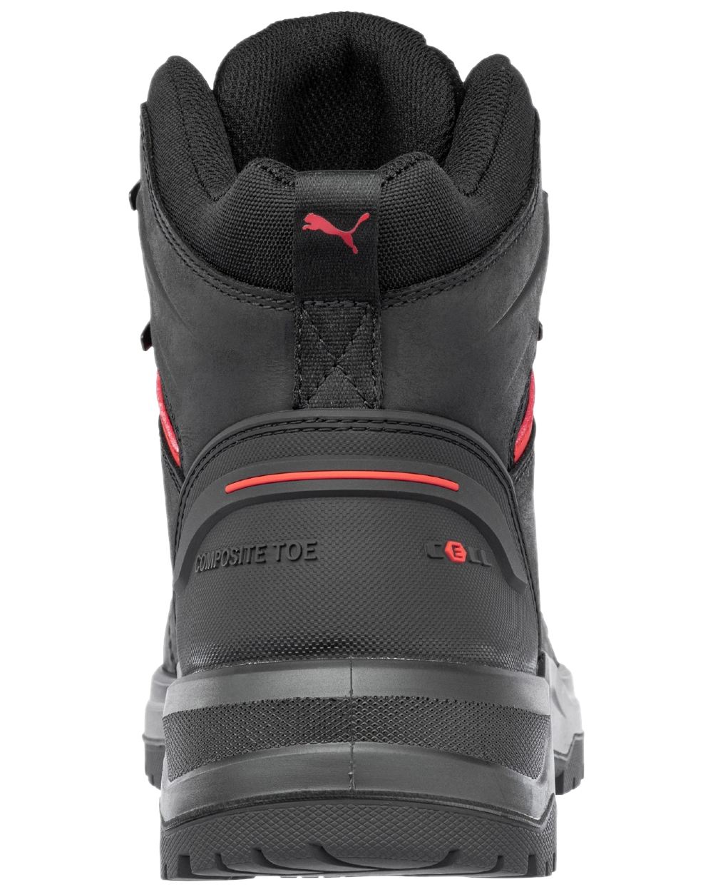 Black Red Coloured Puma Safety Mens Iron Heavy Duty Boots on white background 