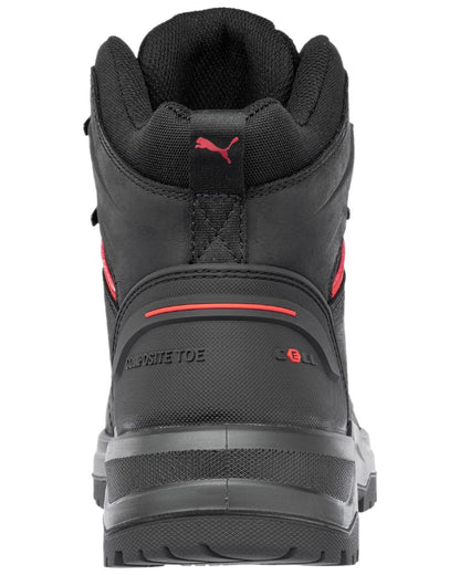 Black Red Coloured Puma Safety Mens Iron Heavy Duty Boots on white background 