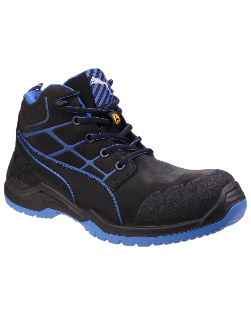 Blue Coloured Puma Safety Mens Krypton Mid Safety Shoes S3S ESD on white background 