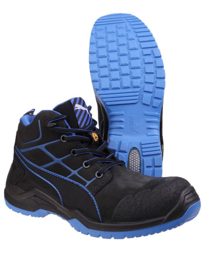 Blue Coloured Puma Safety Mens Krypton Mid Safety Shoes S3S ESD on white background 
