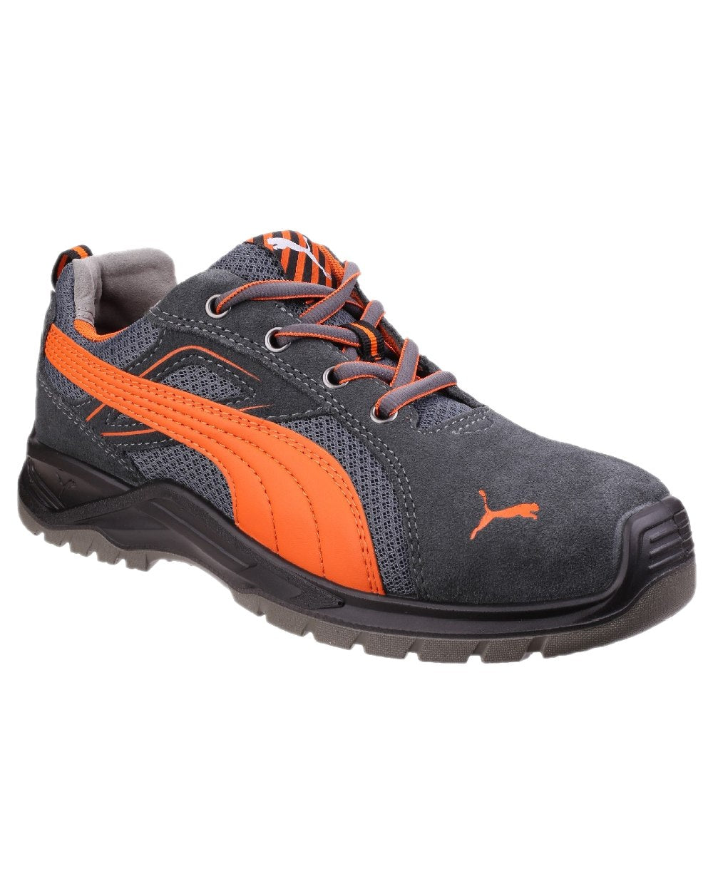 Orange Coloured Puma Safety Mens Omni Flash Low Safety Trainers on white background