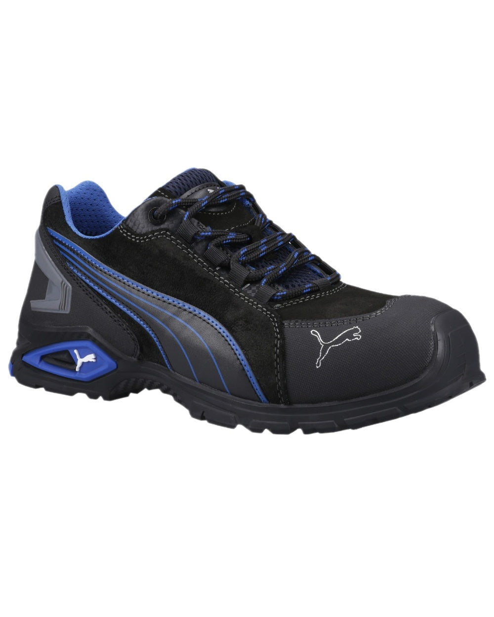 Black Coloured Puma Safety Mens Rio Low Safety Shoes on white background 