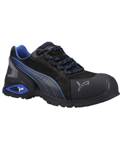 Black Coloured Puma Safety Mens Rio Low Safety Shoes on white background 
