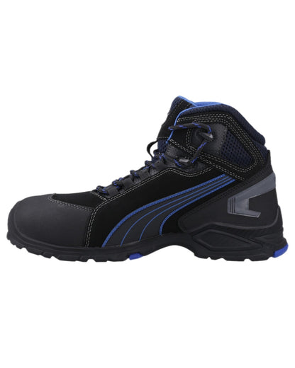 Black Coloured Puma Safety Mens Rio Mid Safety Shoes on white background 