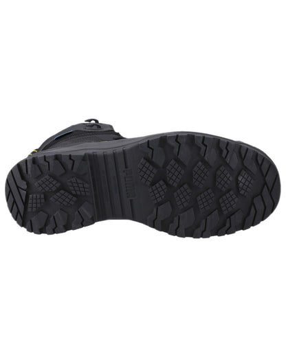 Black Yellow Coloured Puma Safety Mens Rock Heavy Duty CTX Mid Safety Shoes S7S on white background 