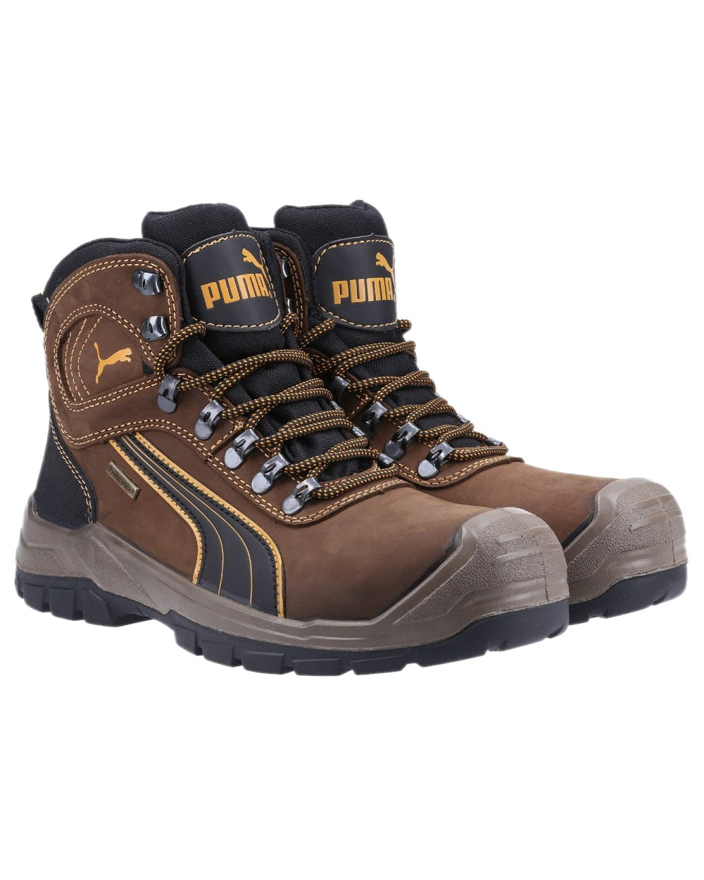 Brown Coloured Puma Safety Mens Sierra Nevada Mid Safety Shoes on white background 
