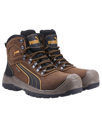 Brown Coloured Puma Safety Mens Sierra Nevada Mid Safety Shoes on white background 