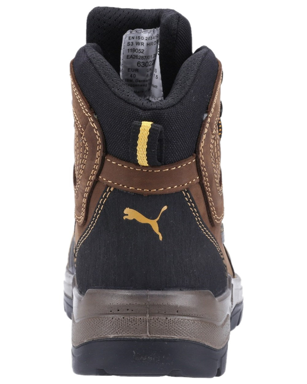 Brown Coloured Puma Safety Mens Sierra Nevada Mid Safety Shoes on white background 