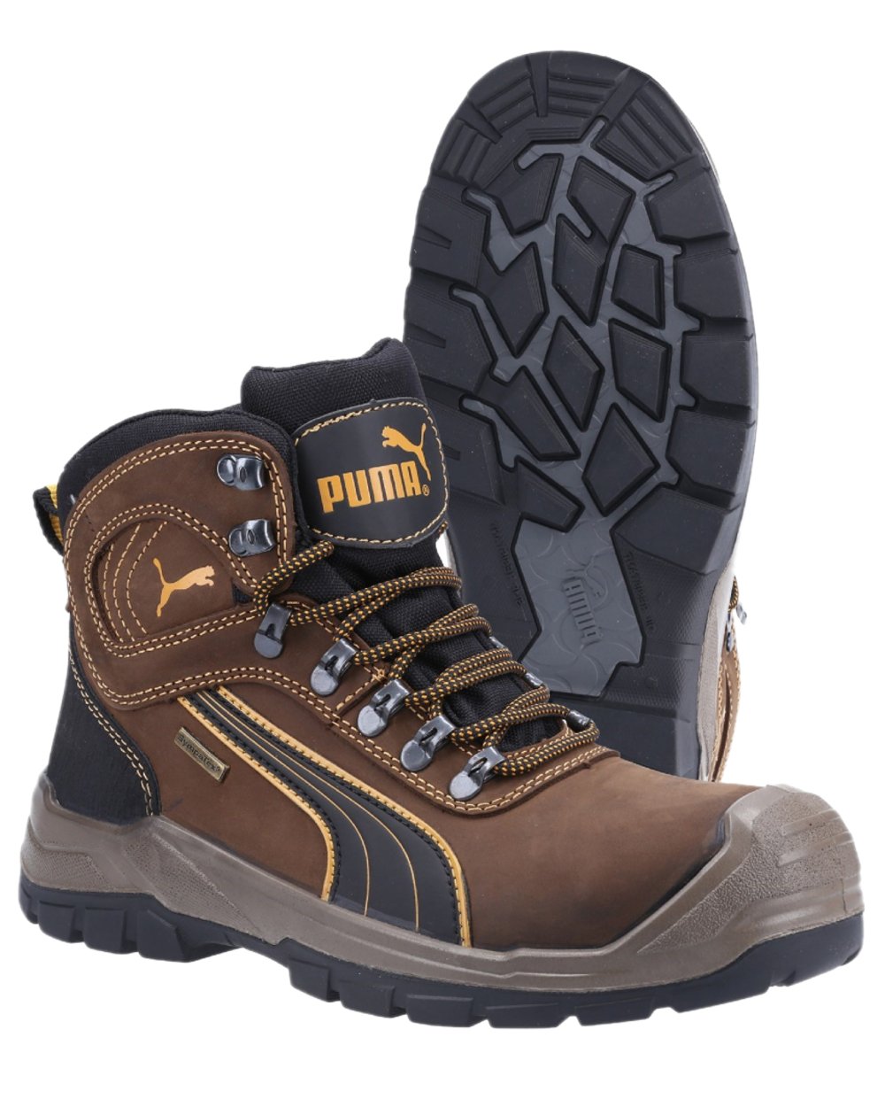 Brown Coloured Puma Safety Mens Sierra Nevada Mid Safety Shoes on white background 