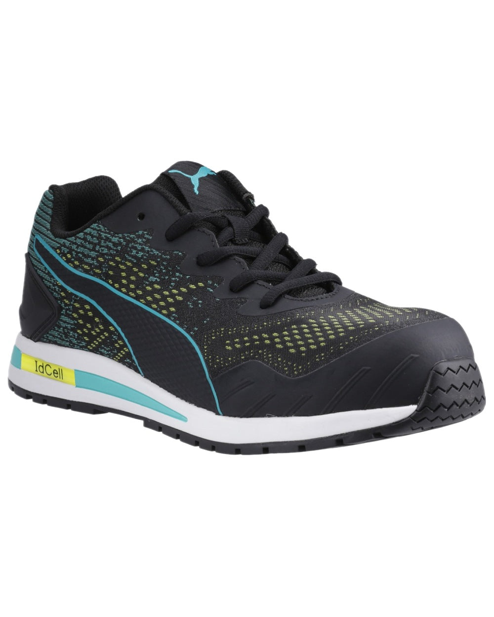 Black Blue Coloured Puma Safety Vivid Low Trainers on white background 
