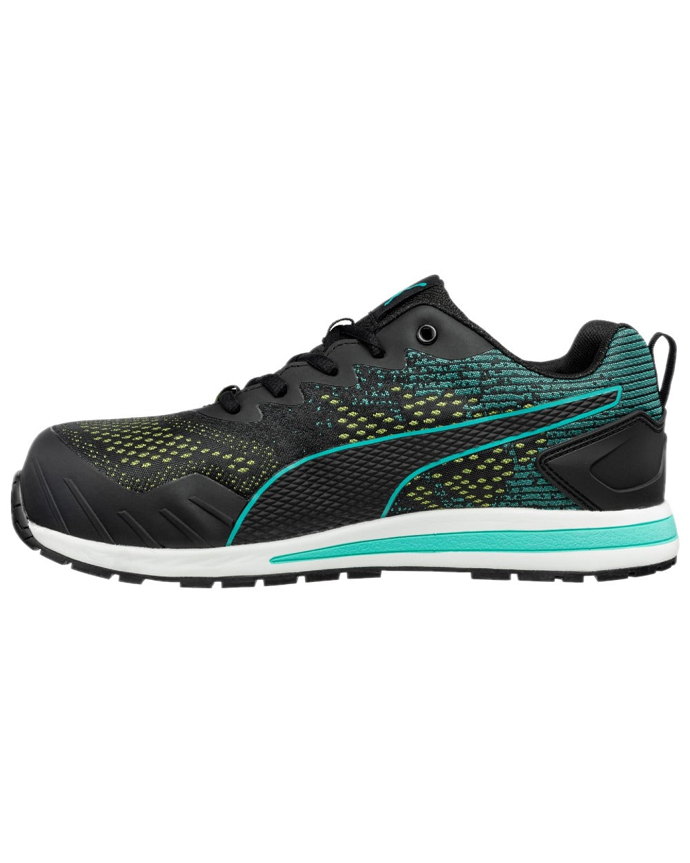 Black Blue Coloured Puma Safety Vivid Low Trainers on white background 