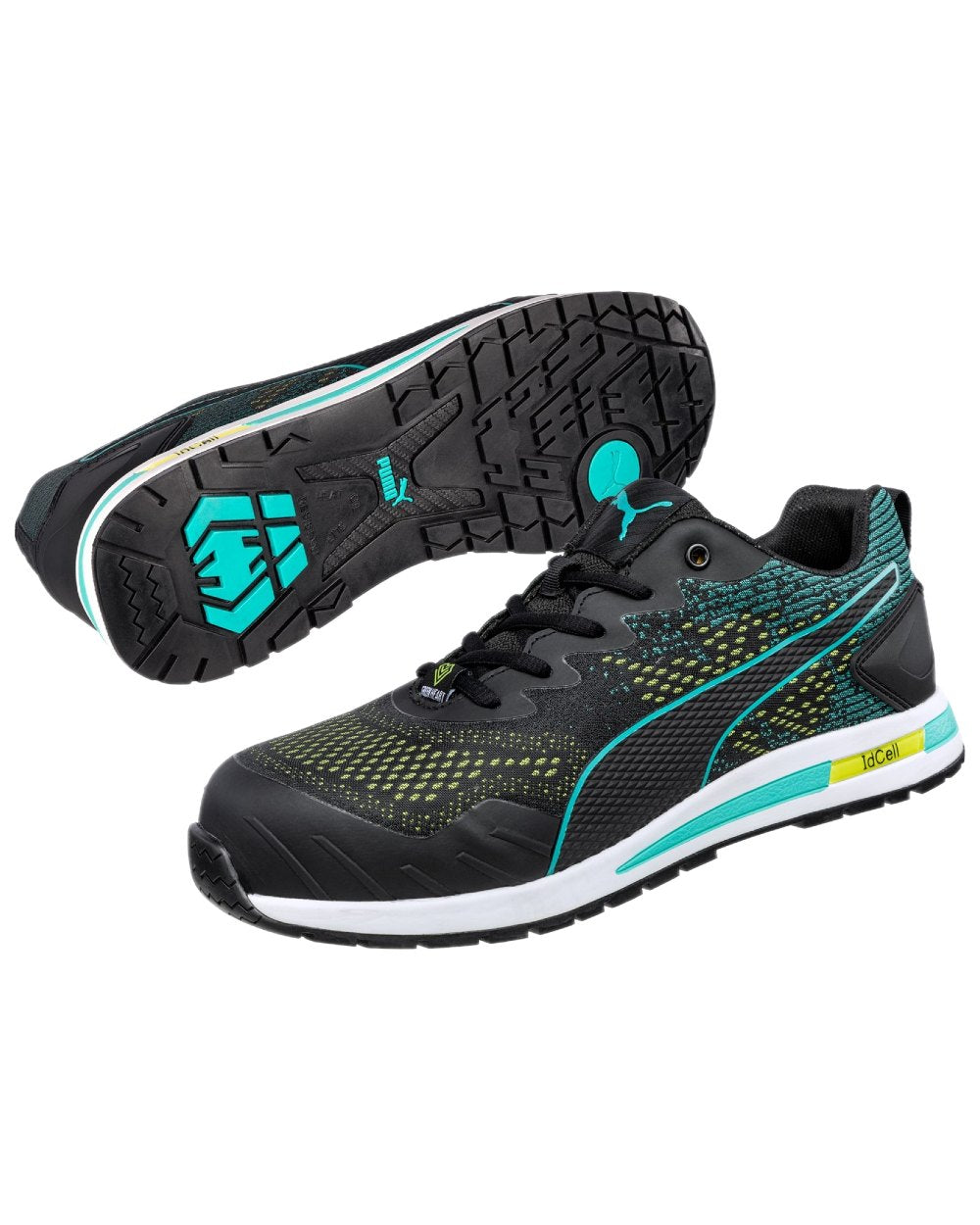 Black Blue Coloured Puma Safety Vivid Low Trainers on white background 