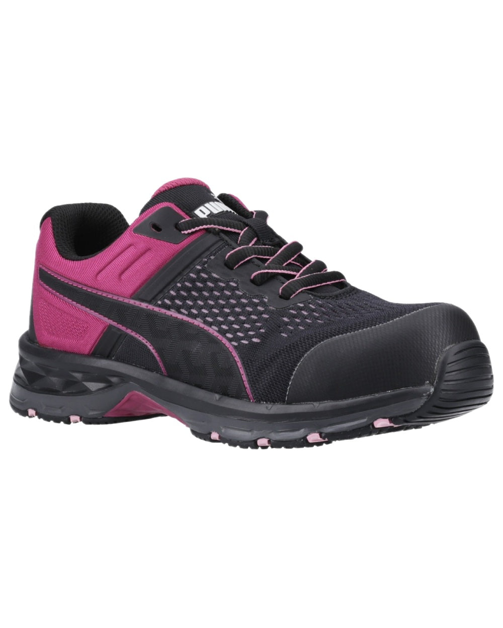 Black Coloured Puma Safety Womens Define Safety Trainers on white background 