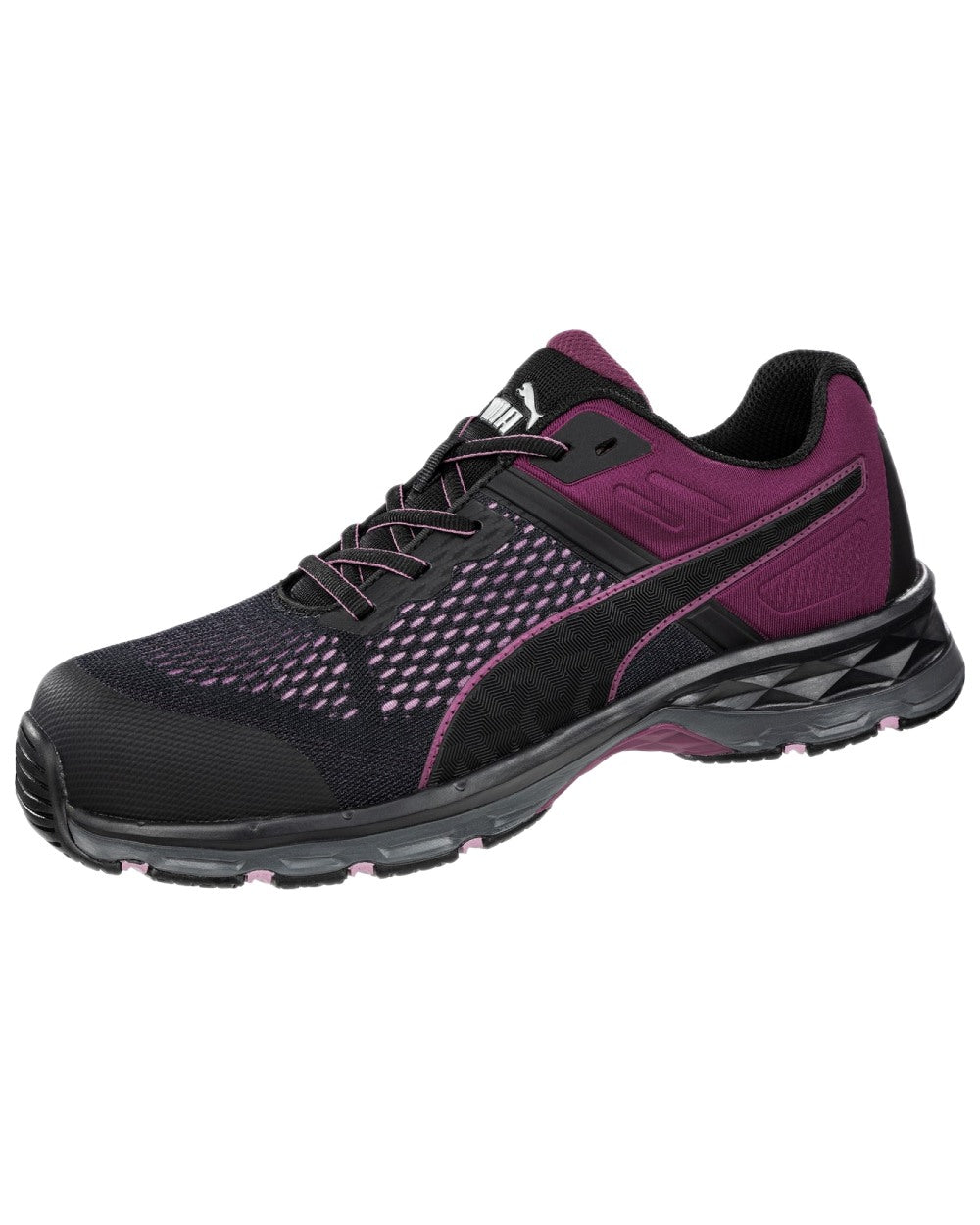 Black Coloured Puma Safety Womens Define Safety Trainers on white background 