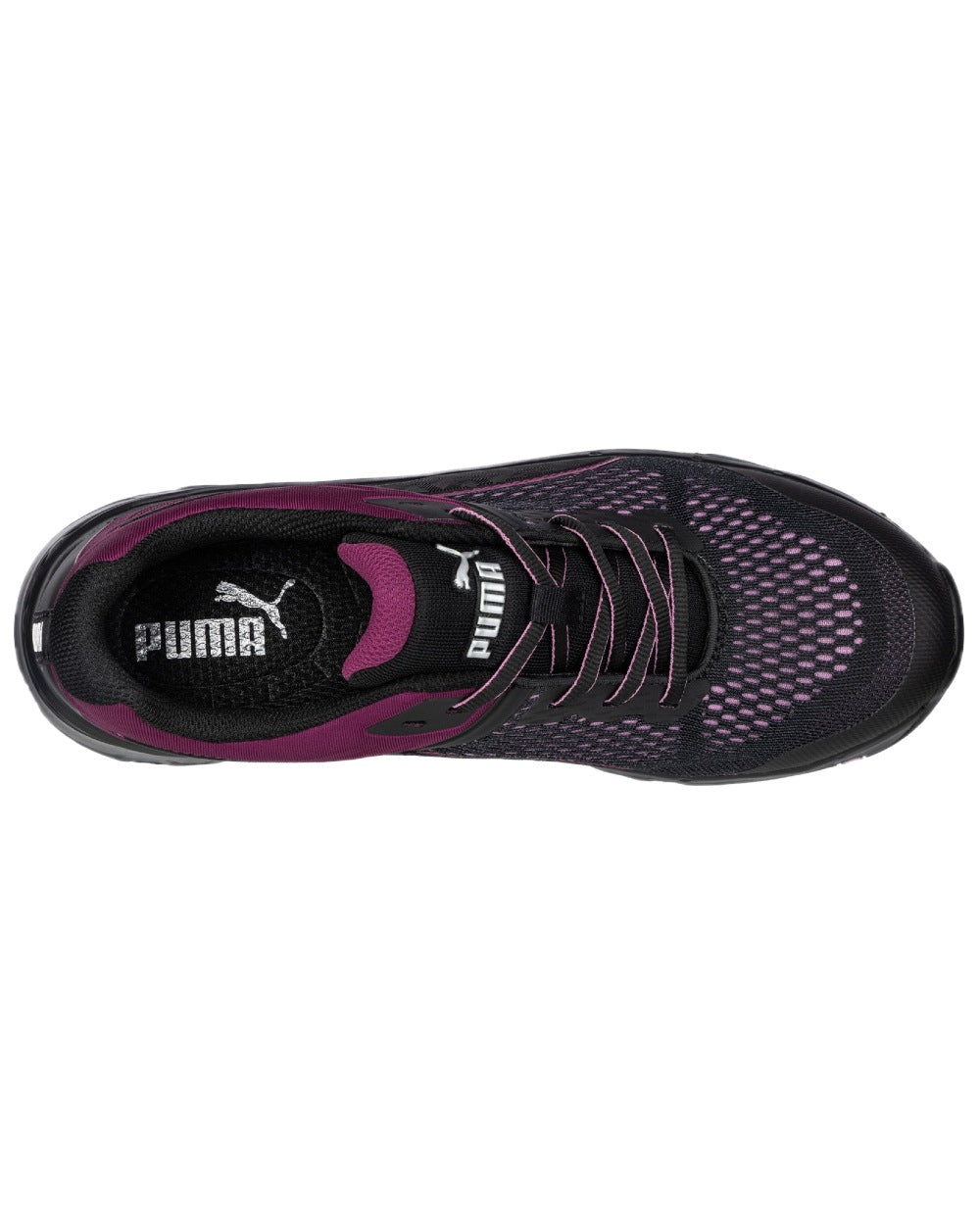 Black Coloured Puma Safety Womens Define Safety Trainers on white background 