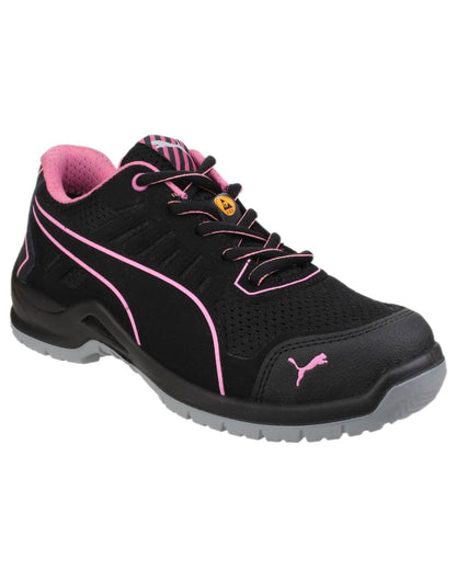 Black Coloured Puma Safety Womens Fuse Tech Lightweight Safety Trainers on white background 