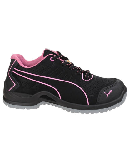Black Coloured Puma Safety Womens Fuse Tech Lightweight Safety Trainers on white background 