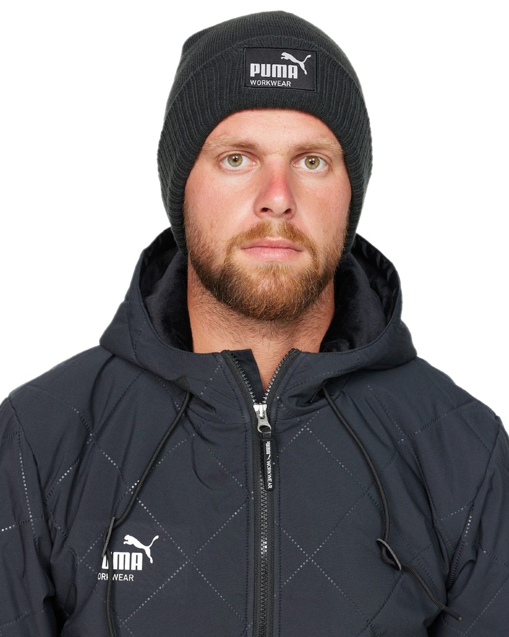 Carbon Coloured Puma Workwear Beanie on white background 
