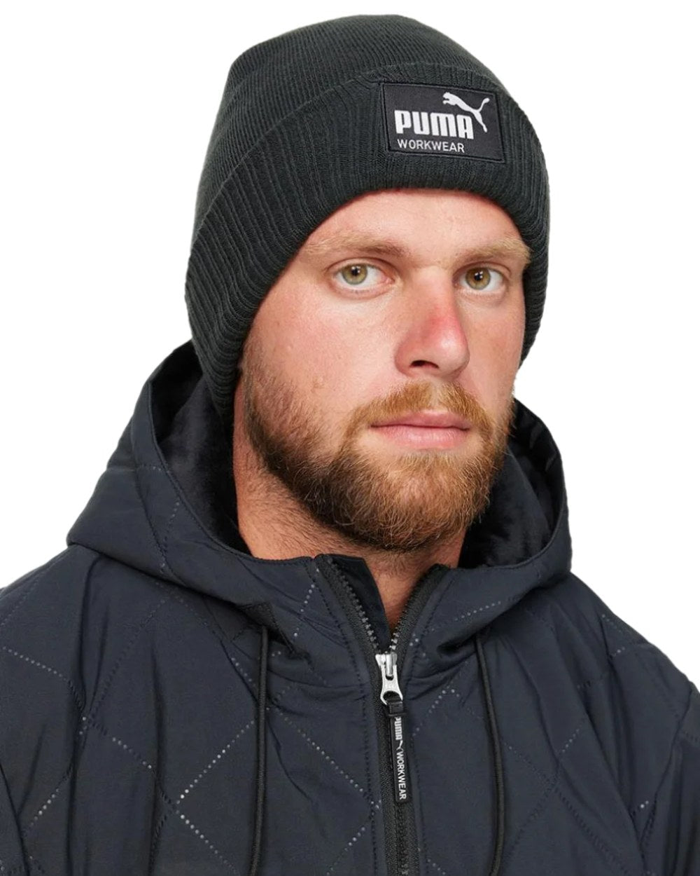 Carbon Coloured Puma Workwear Beanie on white background 