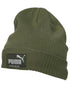 Olive Coloured Puma Workwear Beanie on white background 