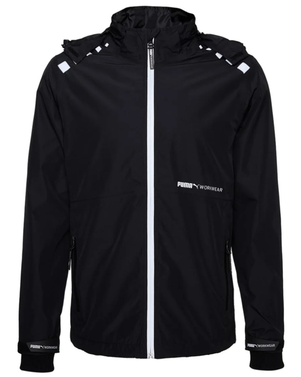 Carbon Coloured Puma Workwear Mens Essentials Rain Work Jacket on white background 